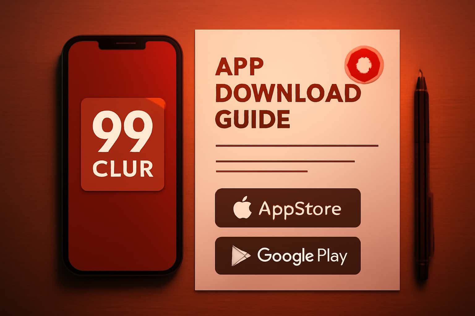 An informative graphic depicting the 99 Club App Download process with clear text.