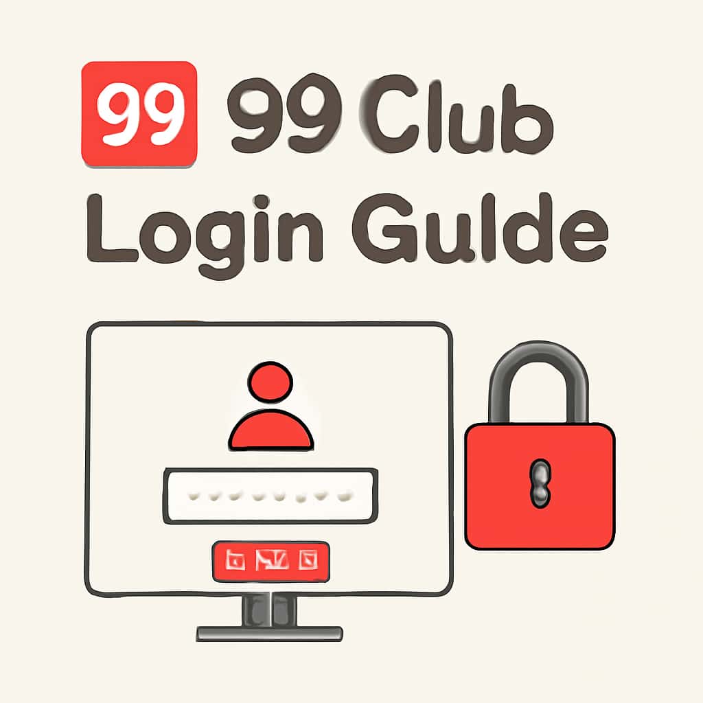 Illustration explaining login steps for the 99 Club platform.