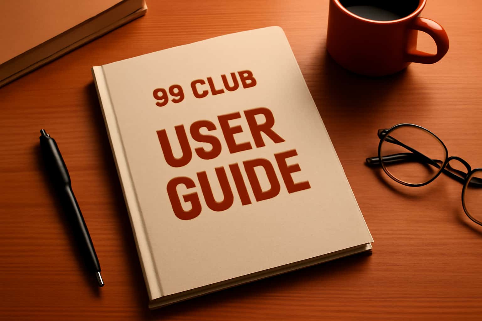 An informative scene showcasing the 99 Club User Guide with a futuristic design.