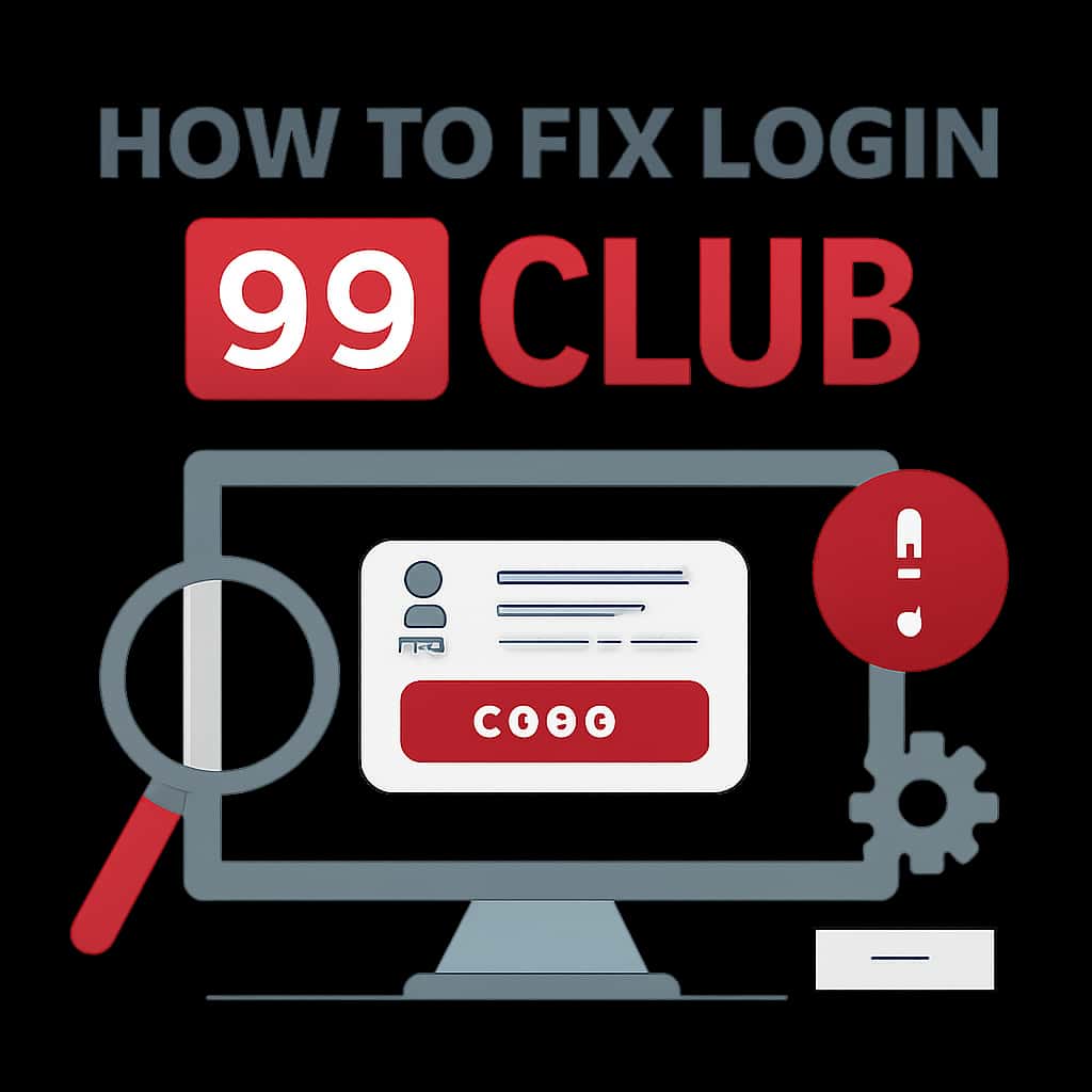 Illustration detailing the steps to resolve login issues in 99 Club.