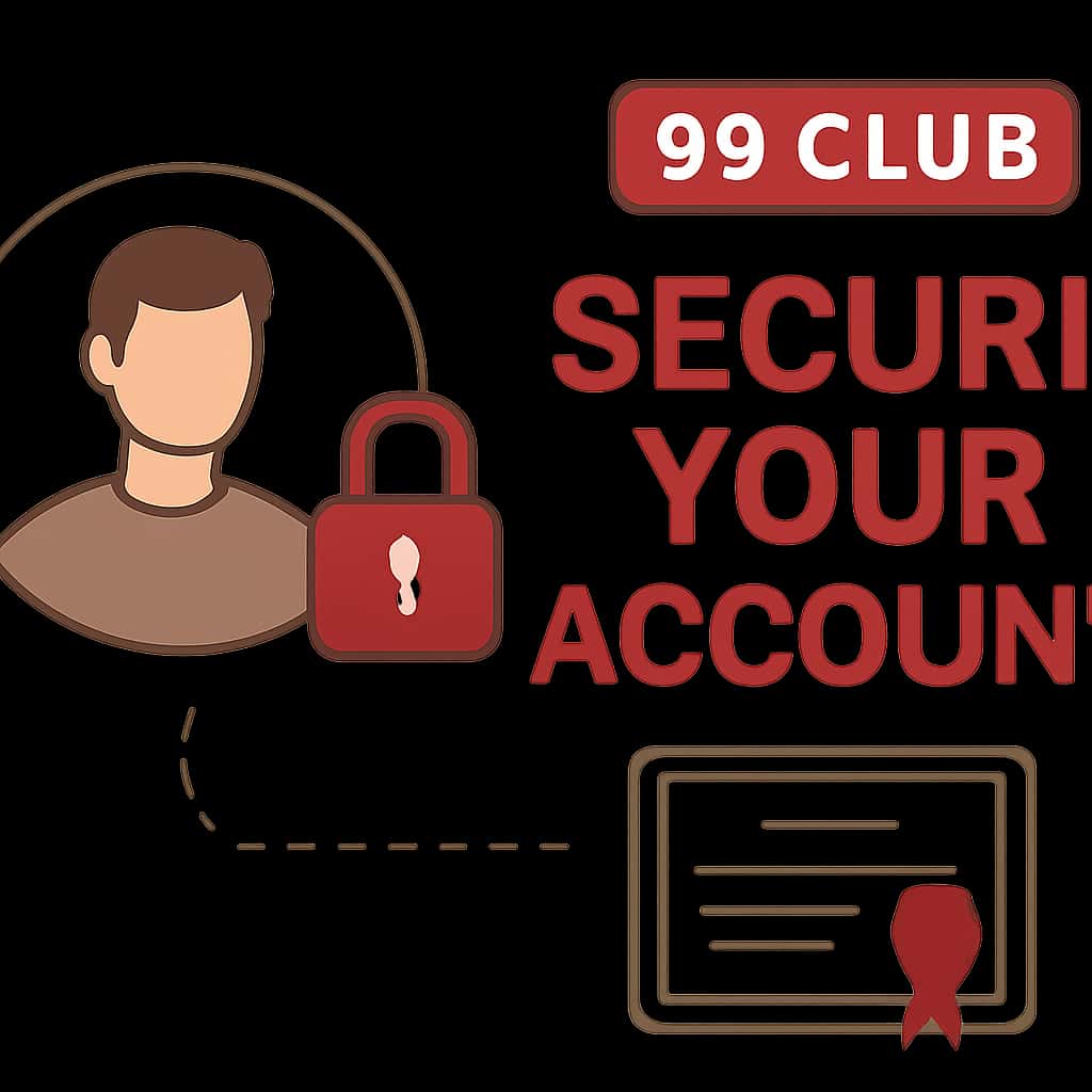 An educational illustration detailing security measures for 99 Club accounts.